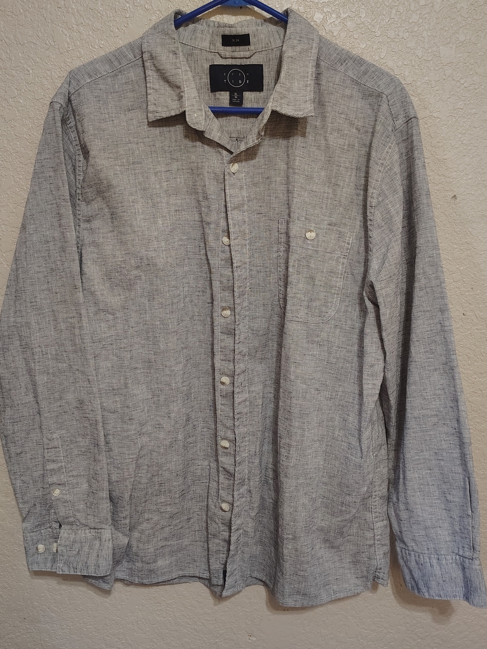 Passport Men's Casual Button-Down Shirt - Light Gray